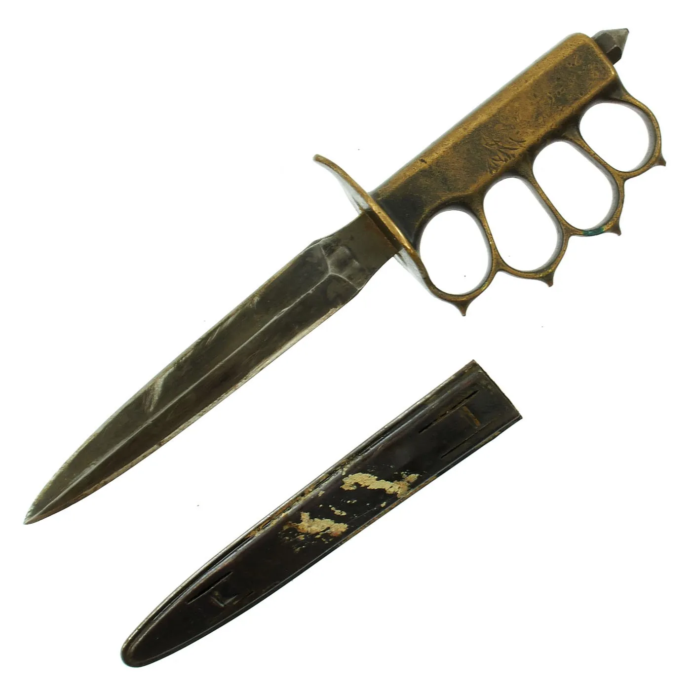 Original U.S. WWI Model 1918 Mark I Trench Knife by L. F. & C. with Steel Scabbard - 1918 Dated