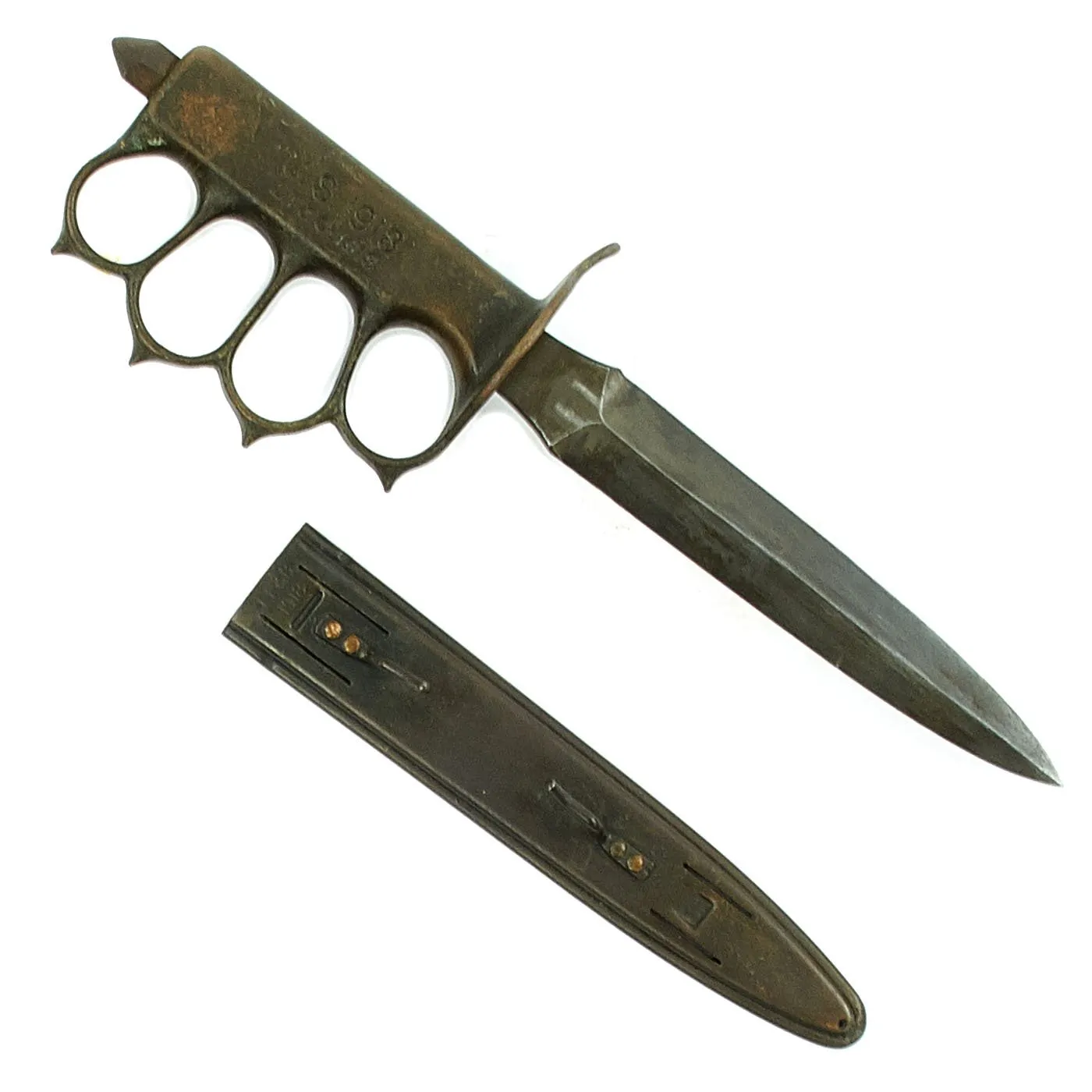 Original U.S. WWI Model 1918 Mark I Trench Knife by L. F. & C. with Steel Scabbard - Fine Condition