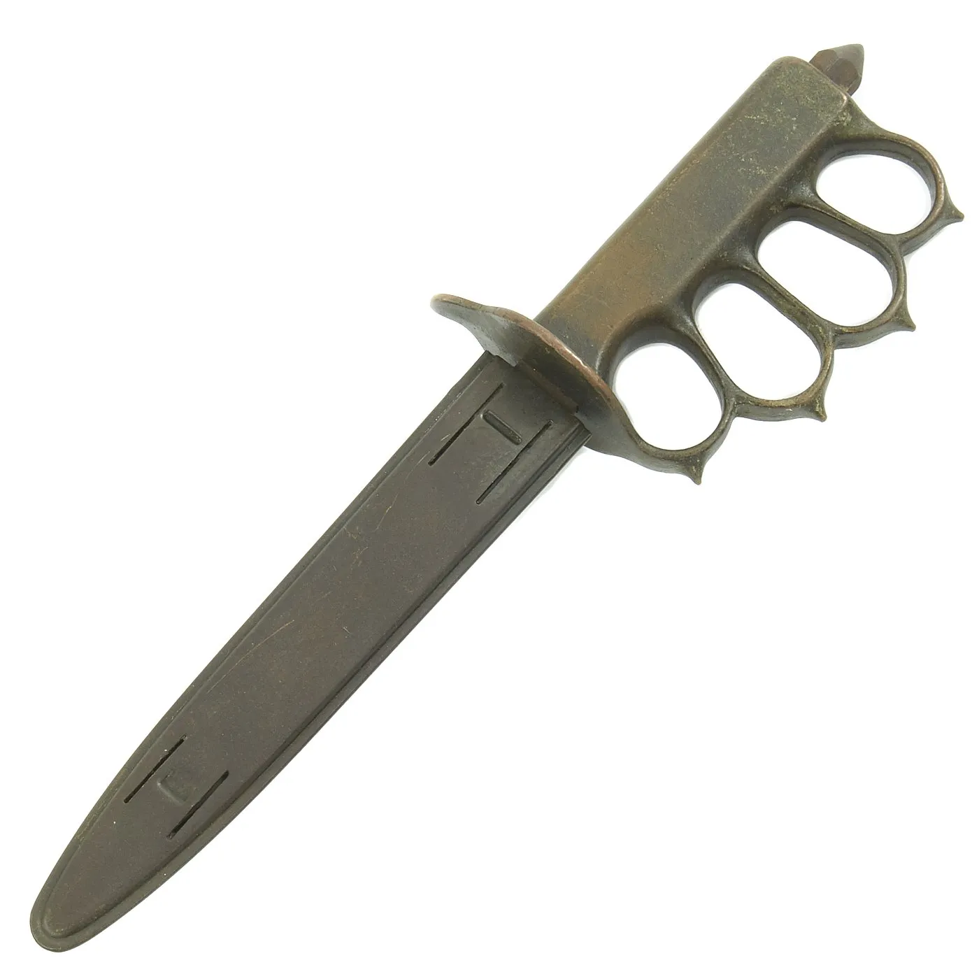 Original U.S. WWI Model 1918 Mark I Trench Knife by L. F. & C. with Steel Scabbard - Fine Condition