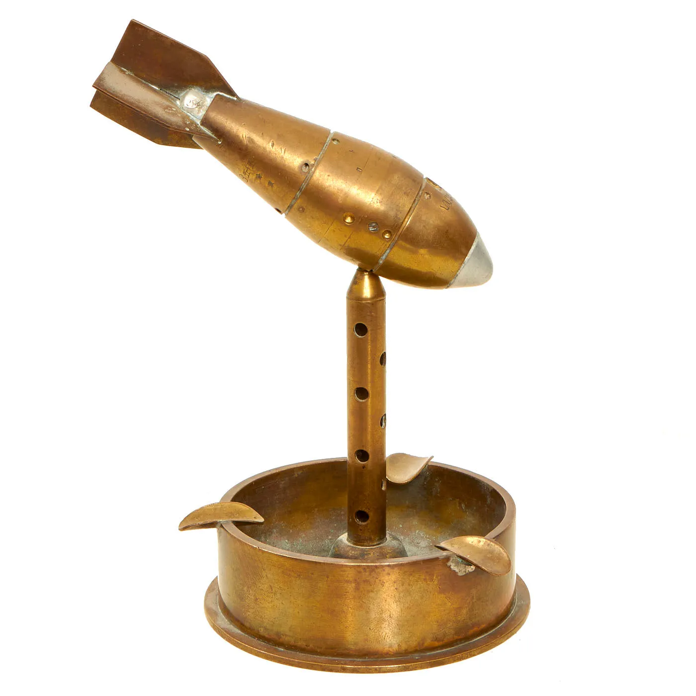 Original U.S. WWII Trench Art Ashtray With “Bomb” Constructed Out of Multiple Type 88 Fuses With Pack of Original Japanese Cigarettes