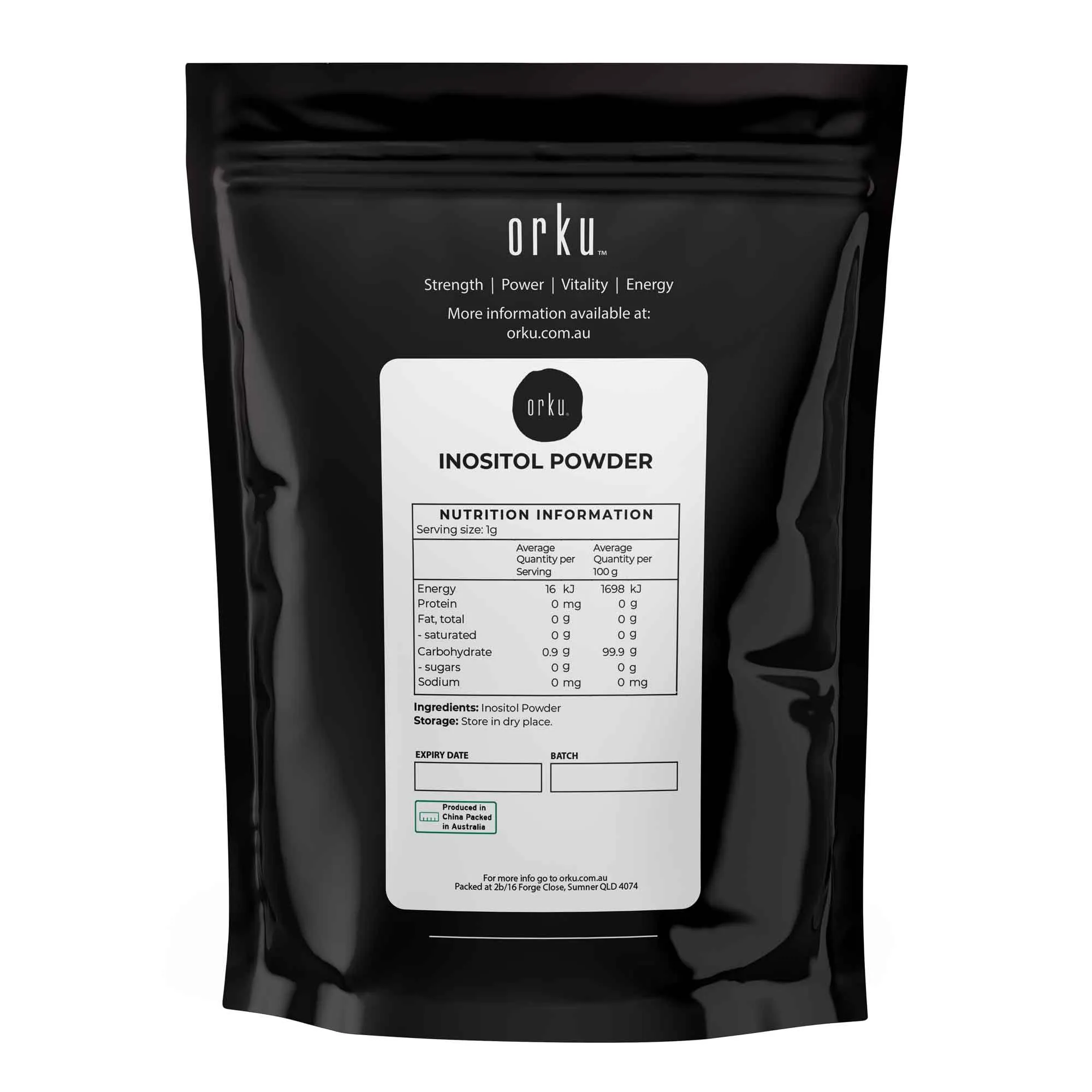 Orku 100g Myo Inositol Powder - Pharmaceutical-Grade Pure Unflavoured Supplement