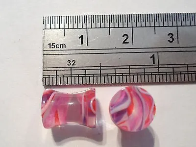 Pair COLORFUL Double Flare Ear Lobe Plugs 2 gauge 2g