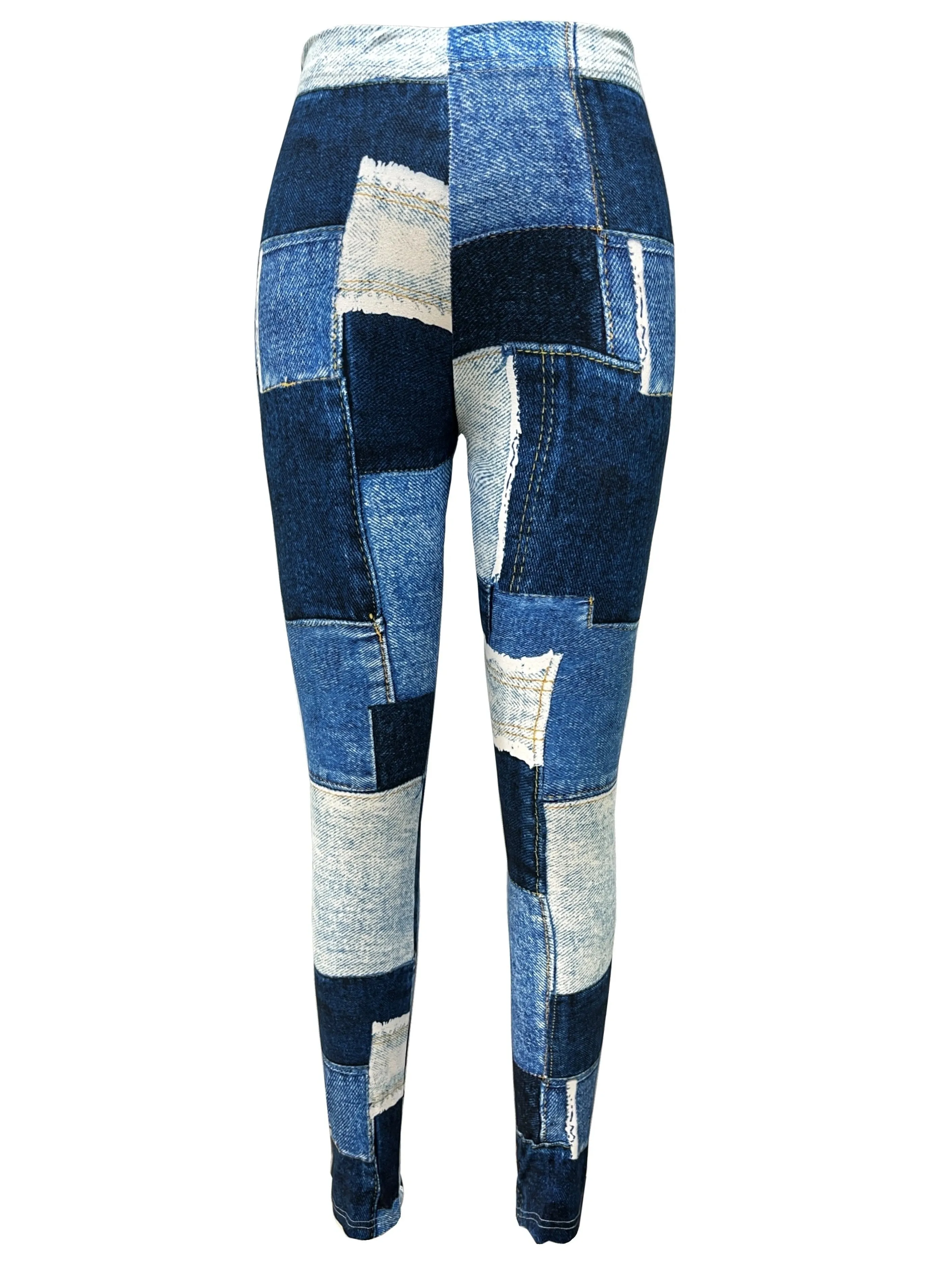 Patchwork Skinny Leggings Comfortable Elastic Waist Womens Stretch Leggings