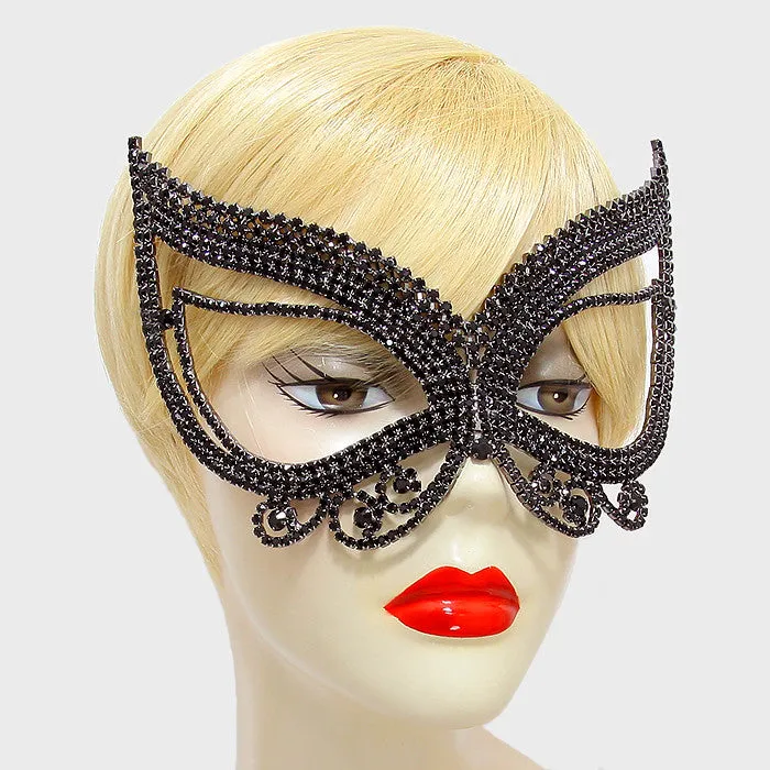 Pirene Exquisite Butterfly Masquerade Mask | Black | Crystal