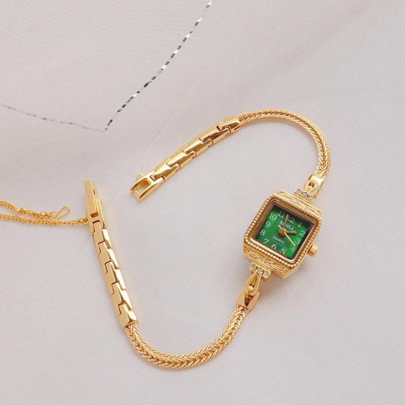 Retro Exquisite Green Square Watch for Women