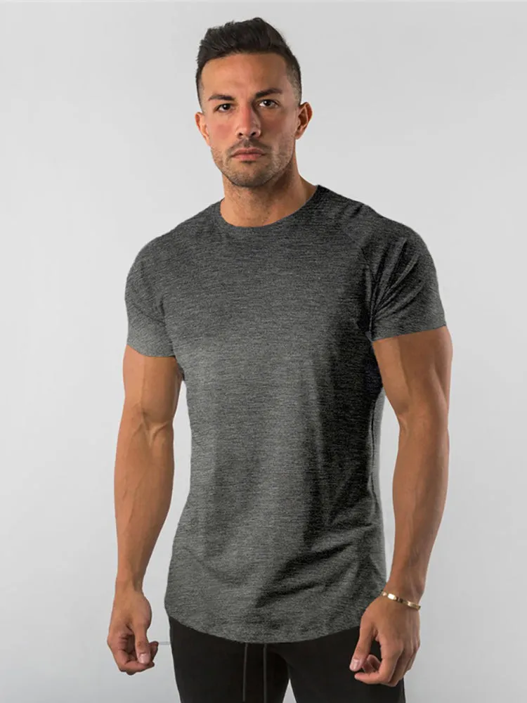 Solid Colour Men'S Tops Fitness Sports Short Sleeve T-Shirt