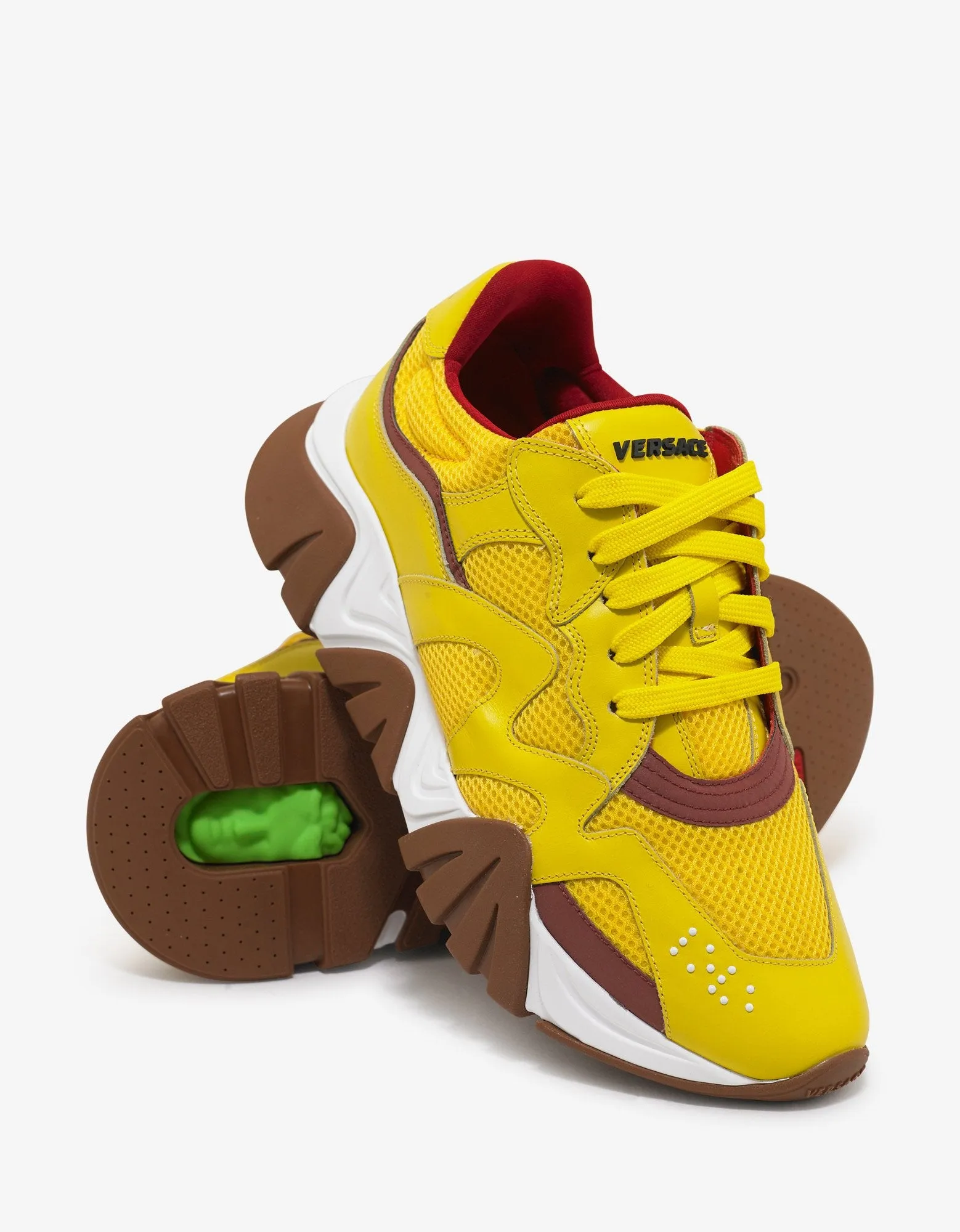 Squalo Yellow Leather & Mesh Trainers