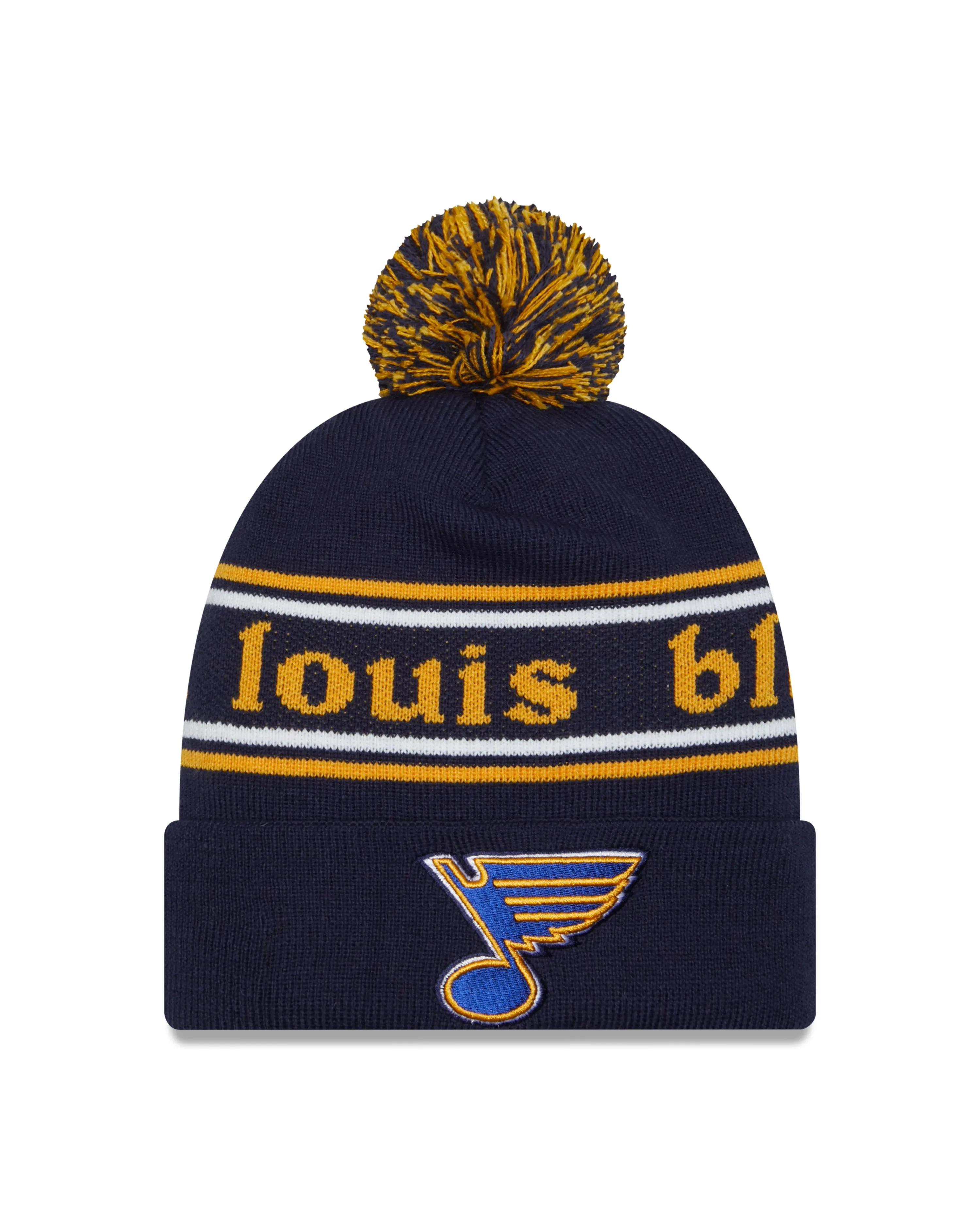 ST. LOUIS BLUES MEN'S NEW ERA POM KNIT HAT - NAVY