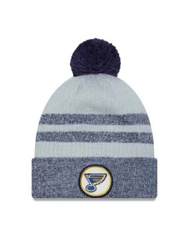 ST. LOUIS BLUES NEW ERA CIRCLE NOTE STRIPED POM KNIT - GREY/BLUE