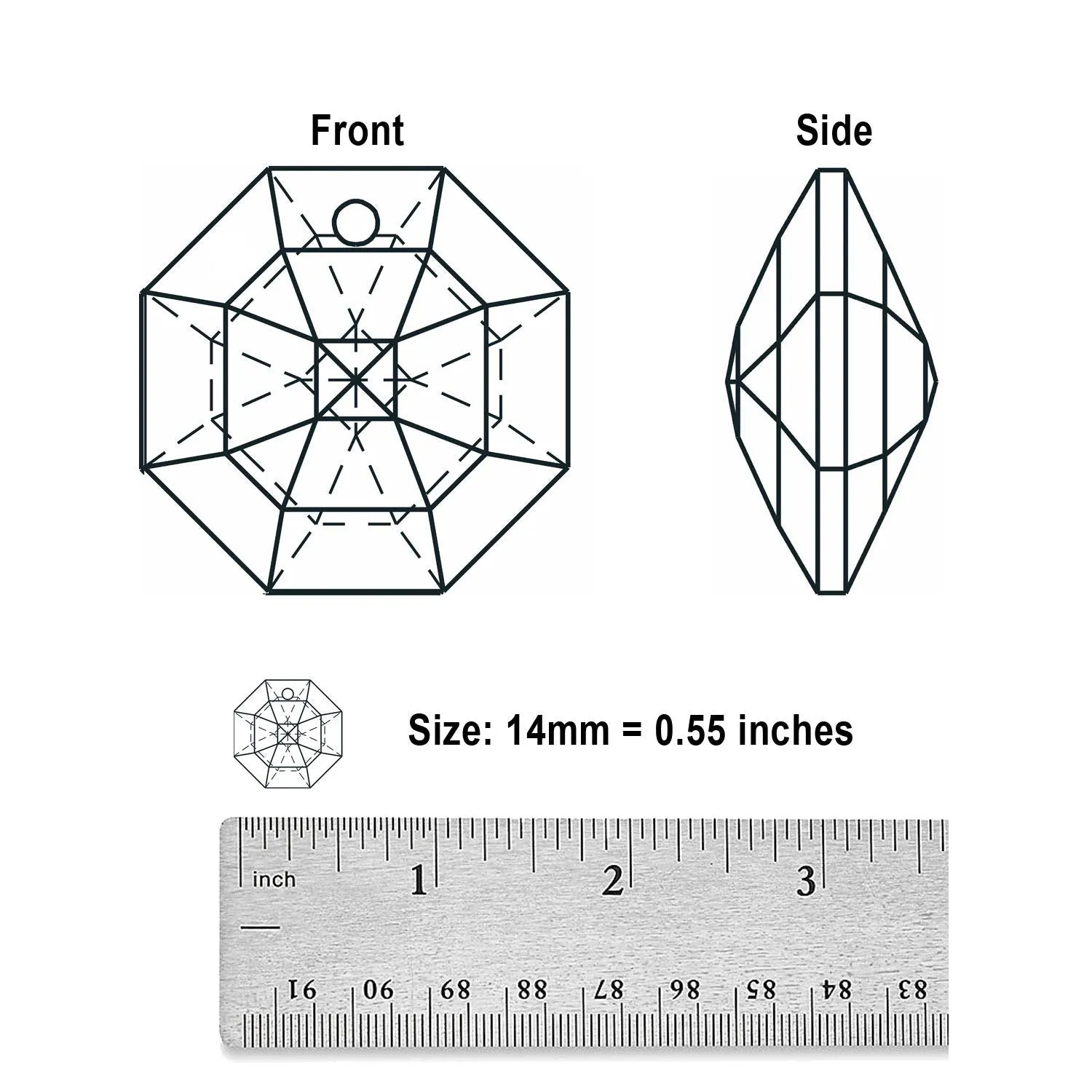 Swarovski Strass Crystal 14mm Emerald Octagon Lily Prism Two Holes