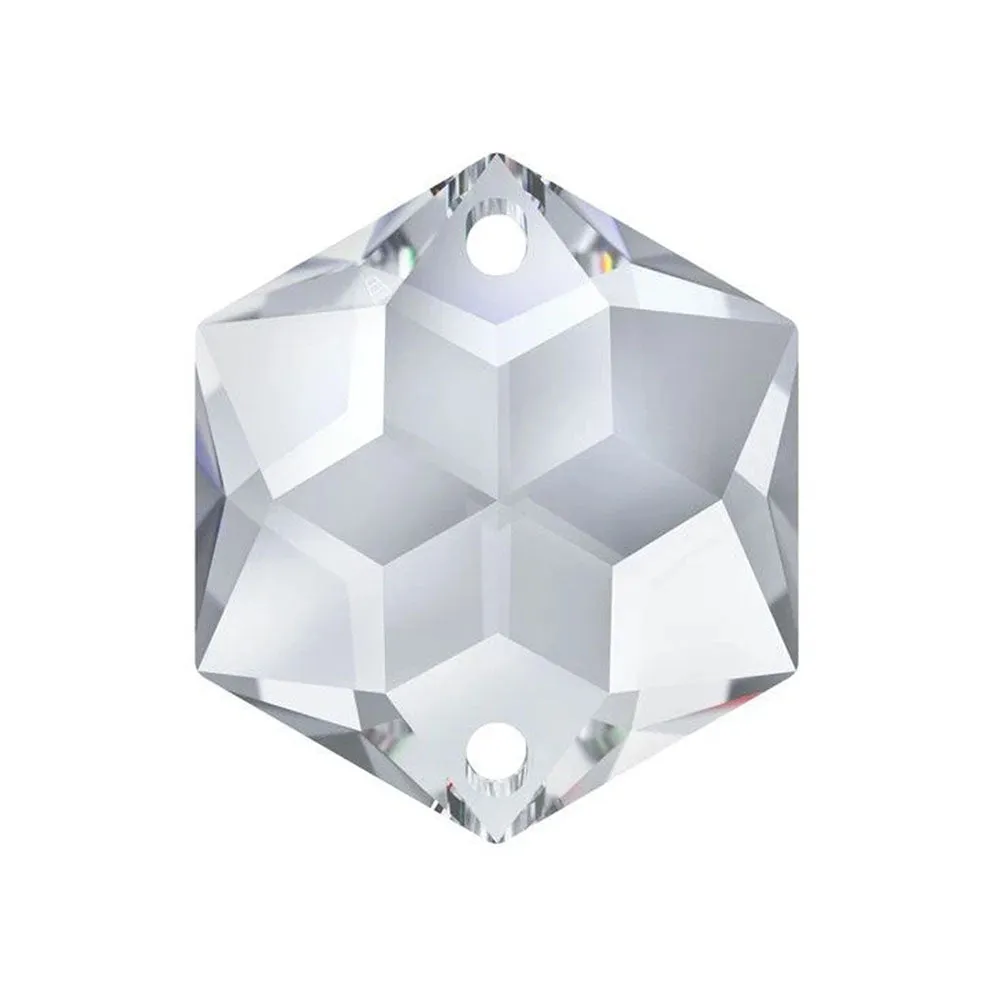 Swarovski Strass Crystal 22mm Clear Hexagon Star prism bead with Two Holes