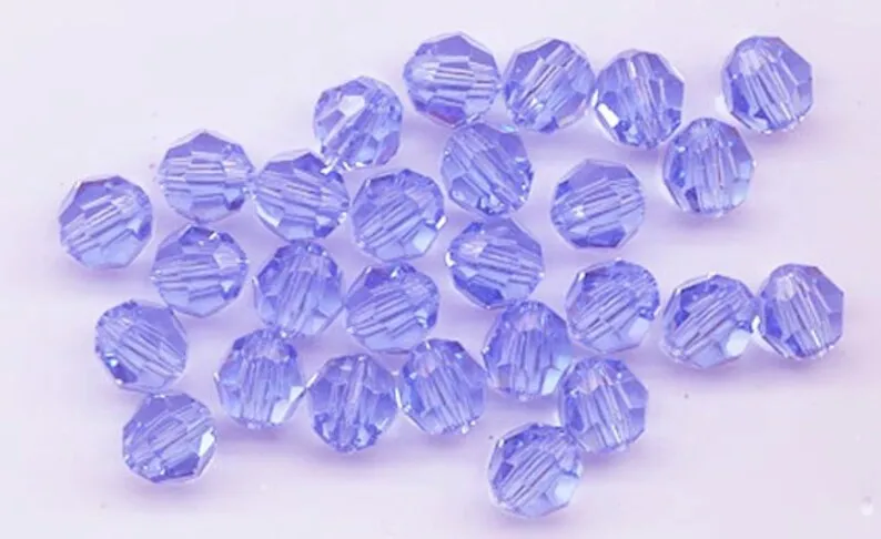 Swarovski Strass Crystal 8mm Blue Violet Faceted Round Bead with Hole Through