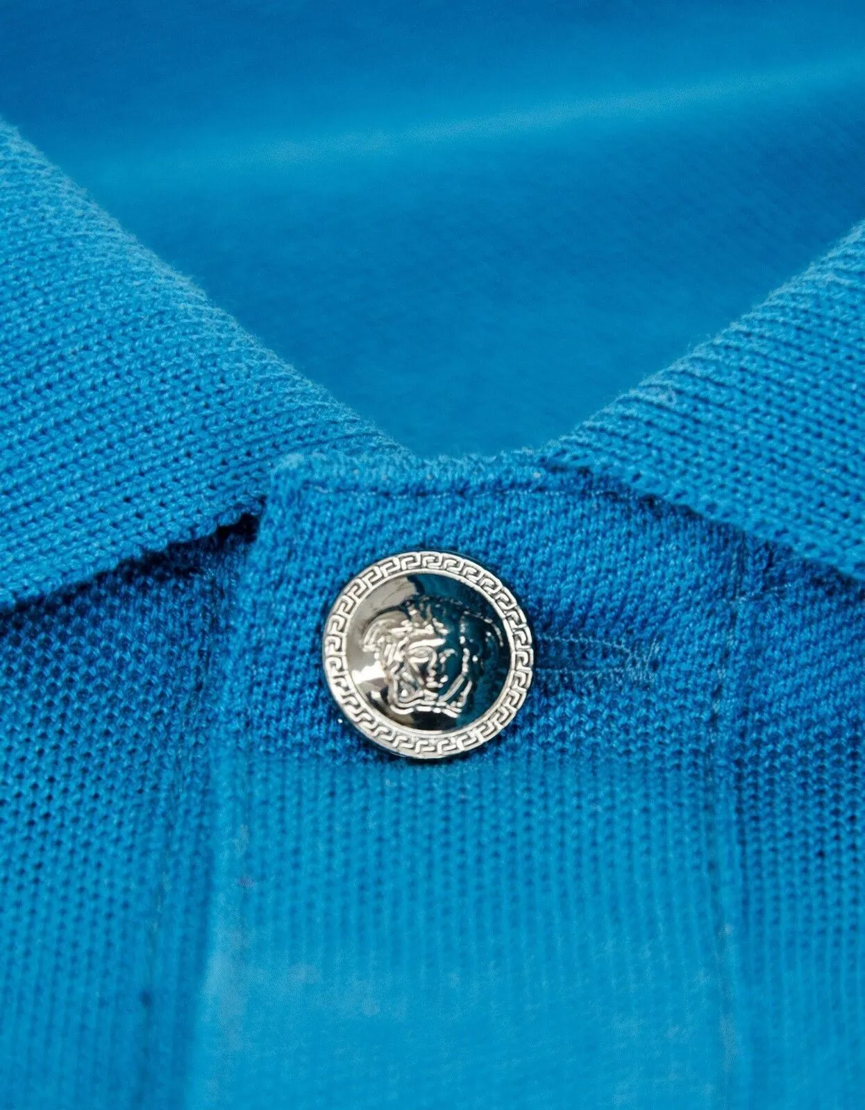 Teal Blue Medusa Crest Polo T-Shirt