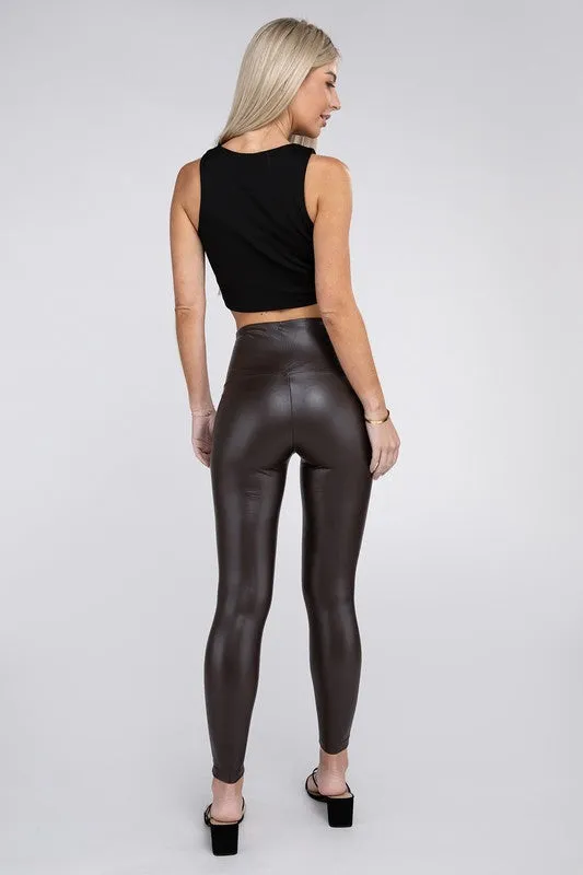 TEEK - High Rise Faux Leather Leggings