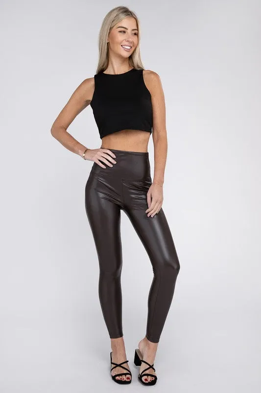 TEEK - High Rise Faux Leather Leggings