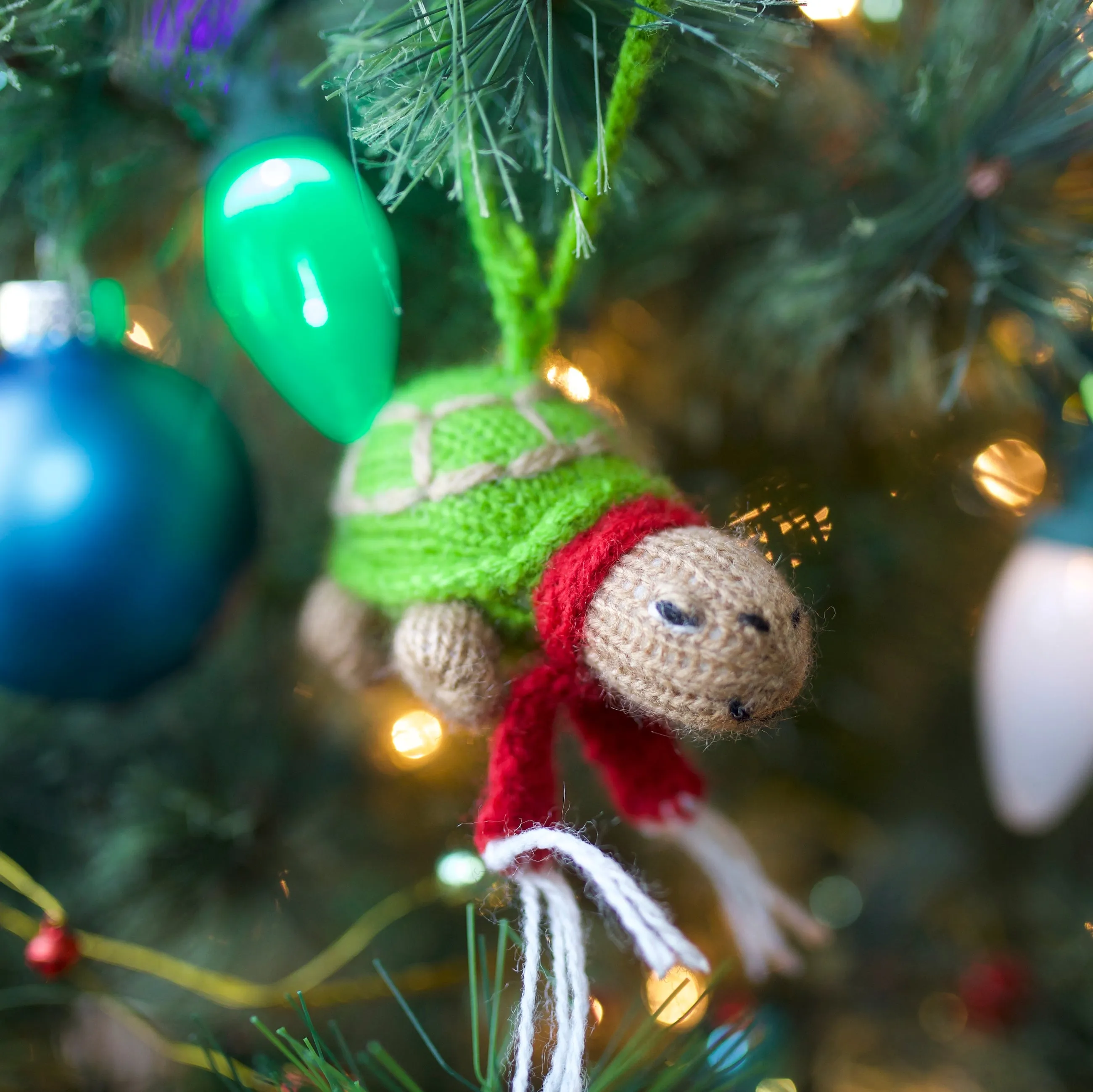 Turtle Ornament, Knit Wool