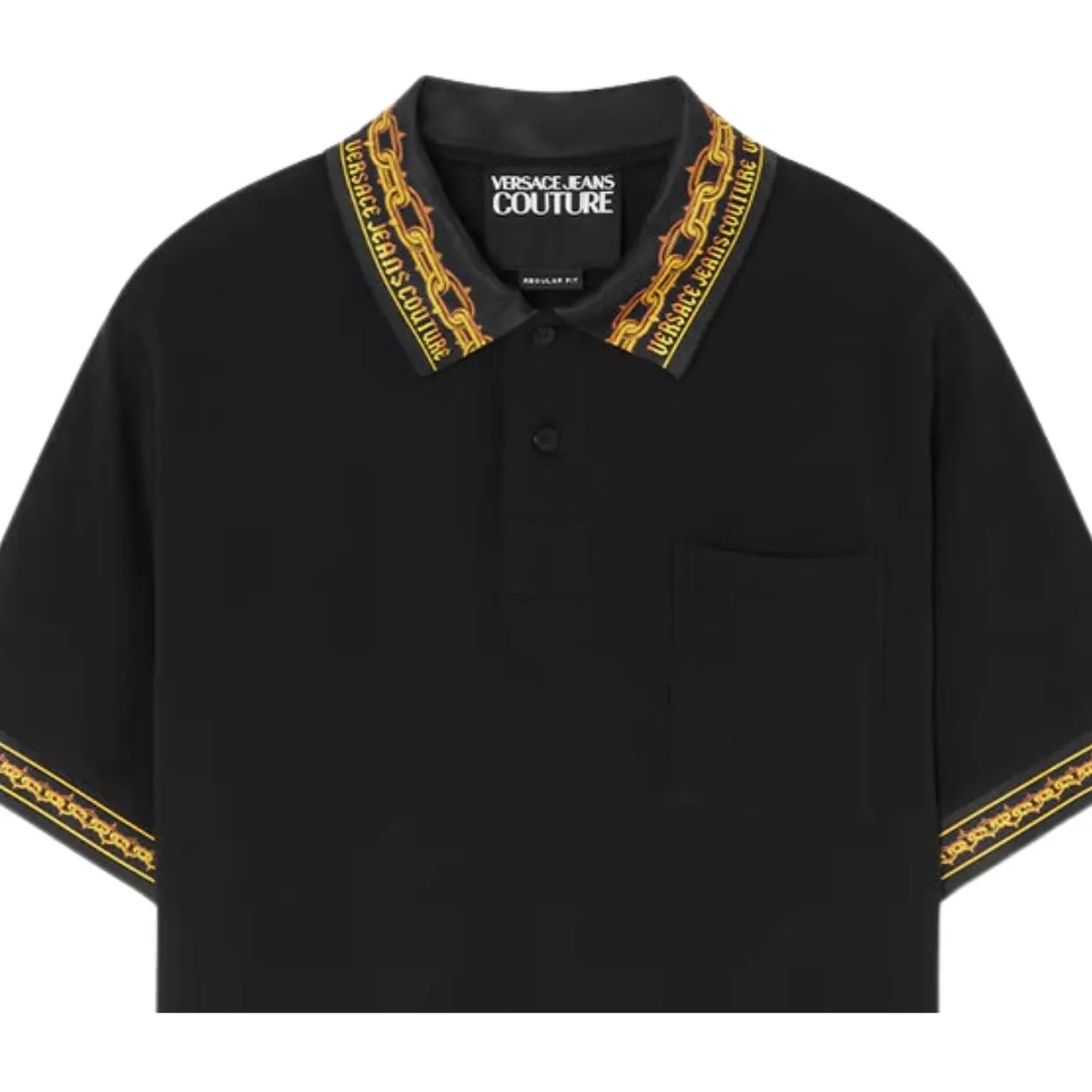 Versace Jeans Couture Collar Chain Couture Black & Gold Polo Shirt