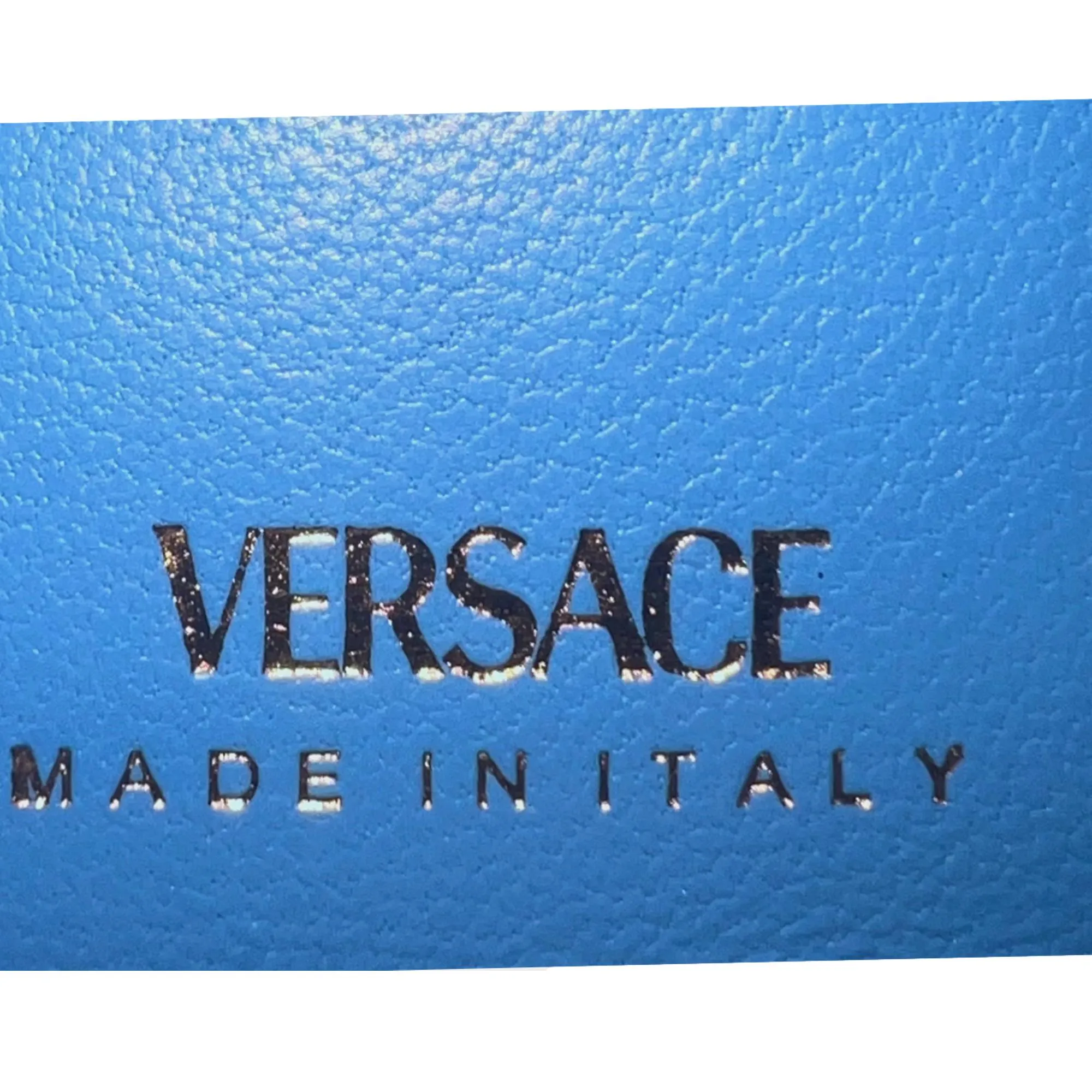 Versace La Medusa Blue Quilted Lamb Leather Compact Snap Wallet