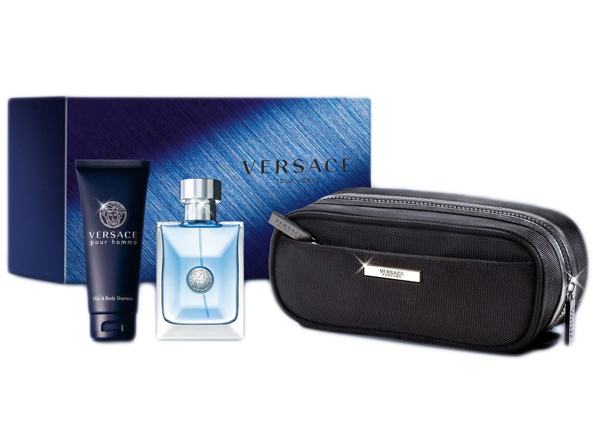 Versace Pour Homme EDT Men Set (100ml   Shampoo   Pouch)