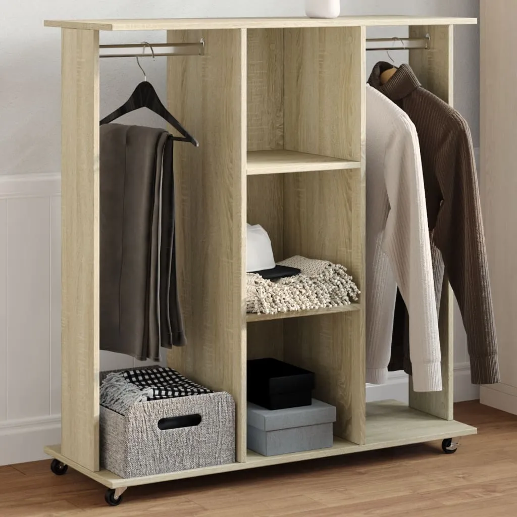 Wardrobe with Wheels Sonoma Oak 102x38x110 cm Engineered Wood