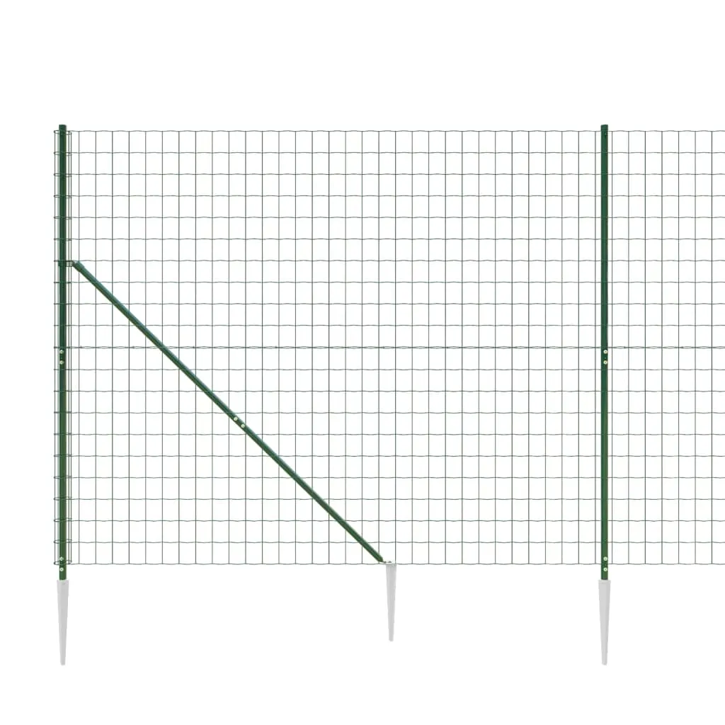 Wire Mesh Fence with Spike Anchors Green 1.4x25 m